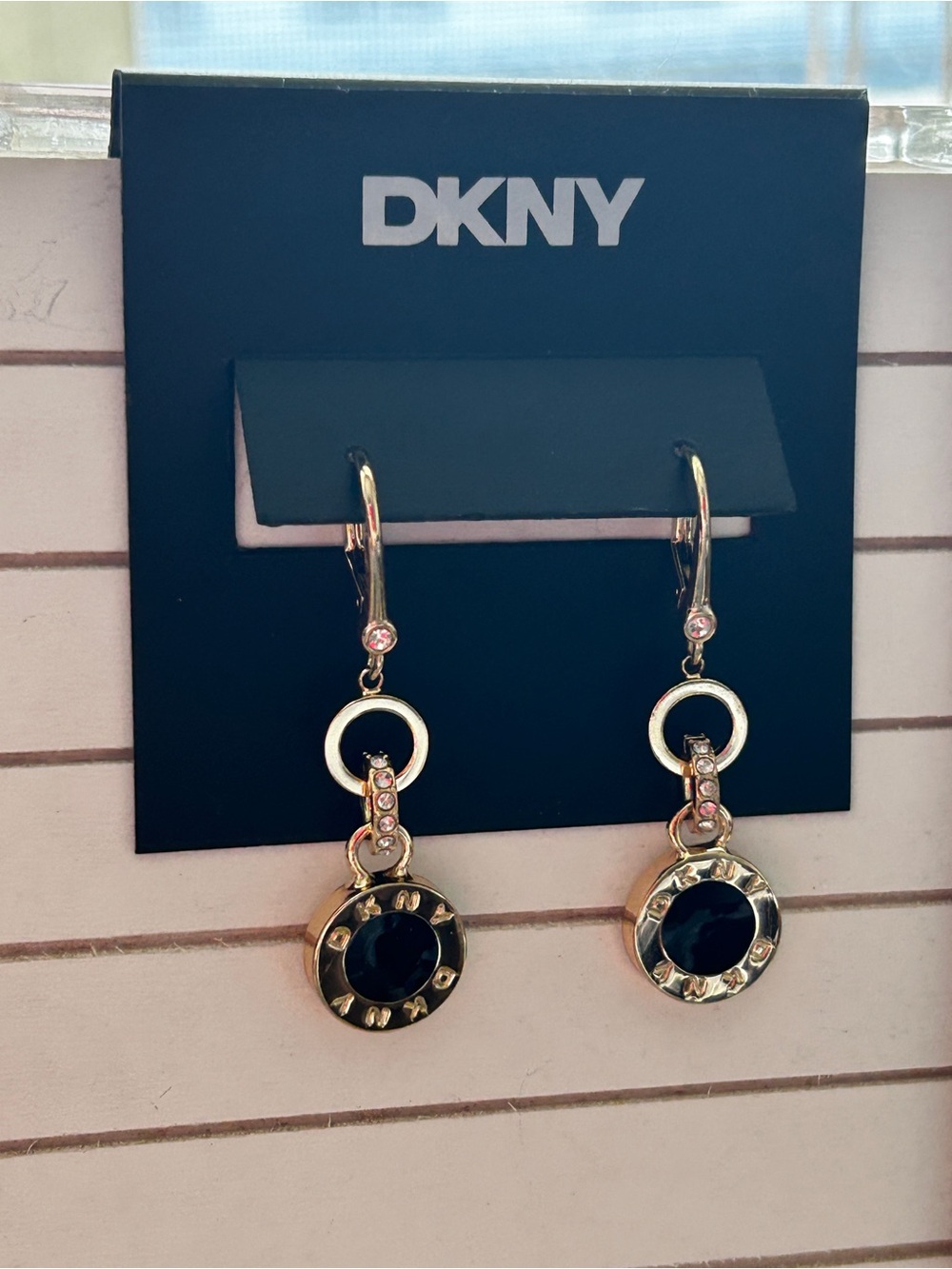 DKNY Gold-Tone Earrings with Black Crystal Drops